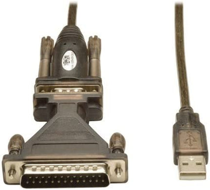 Tripp Lite USB to RS232 Serial Adapter Cable USB-A to DB25 DB9 M/M 5-Feet (U209-005-DB25) Black