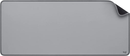 Logitech Desk Mat - Studio Series, Multifunctional Large Desk Pad, Extended Mouse Mat, Office Desk Protector with Anti-Slip Base, Spill-Resistant Durable Design, in Mid-Grey