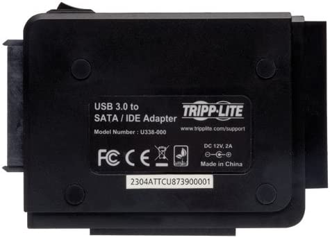 Tripp Lite USB 3.0 SuperSpeed to Serial ATA (SATA) and IDE Adapter for 2.5in or 3.5in Hard Drives(U338-000) Black USB to SATA