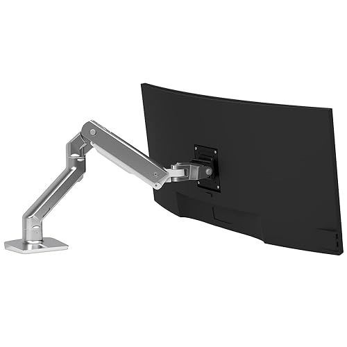 Ergotron – HX Single Heavy Duty Monitor Arm, VESA Desk Mount – for Ultrawide Monitors Up to 49 inches, 20 to 42 lbs, Less Than 8 Inch Display Depth – Polished Aluminum Polished Aluminum Standard Pivot