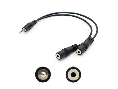 AddOn 3.5mm Audio Input Male to 2x3.5mm Audio Output Female Black Adapter - 100% compatible and guaranteed to work