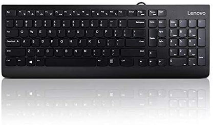 Lenovo 300 USB Combo, Full-Size Wired Keyboard &amp; Mouse, Ergonomic, Left or Right Hand Mouse, Optical Mouse, GX30M39606, Black Keyboard + Mouse Black