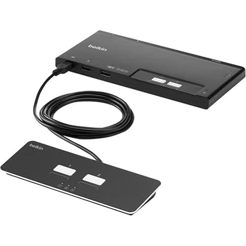 Belkin F1DN102MOD-PP-4 KVM Switchbox - 2 Computer(s) - 1 Local User(s) - 3840 x 2160-3 x USB - Desktop, Under TableDisplayPort - TAA Compliant