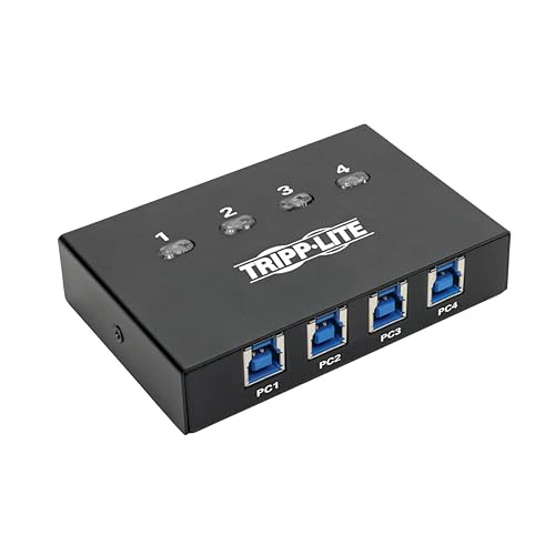 Tripp Lite 4 Port USB Switch, USB 3.0 Peripheral Switch, SuperSpeed 5 Gbps, Black (U359-004)