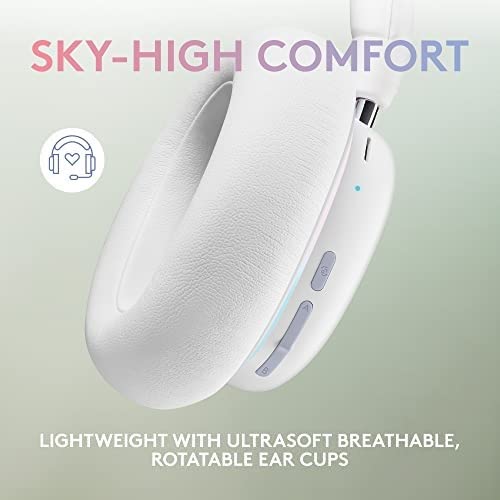 Logitech G735 Wireless Gaming Headset, Customizable LIGHTSYNC RGB Lighting, LIGHTSPEED, Bluetooth, 3.5 MM Aux Compatible with PC, Mobile Devices, Detachable Mic - White Mist G735 Headset