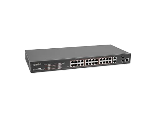 Rocstor SolidConnect SCM28 24-Port PoE+ Gigabit L2 Managed Ethernet Switch – 2-Port Gigabit RJ45 & 2-Port Gigabit SFP - Y10S011-B1