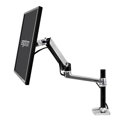 Ergotron – LX Premium Single Monitor Arm, VESA Desk Mount – for Monitors Up to 34 Inches, 7 to 25 lbs – Tall Pole, Polished Aluminum Polished Aluminum 13 Inch Pole