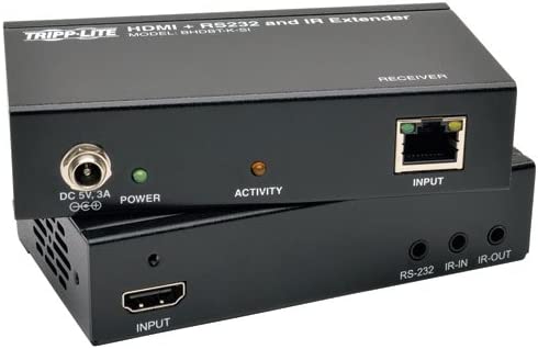 Tripp Lite HDMI Over Cat5e/6/6a Ethernet Cable Extender Kit, Extend up to 230 Feet / 70 Meters, Serial and IR Control, 4K @ 30Hz, HDBaseT Class B, 1-Year Warranty (BHDBT-K-SI) Serial &amp; IR (230 ft)