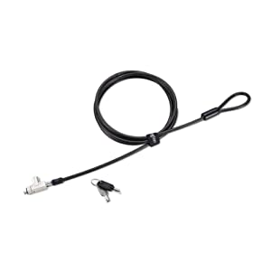 Kensington Slim N17 2.0 Keyed Laptop Lock for Wedge-Shaped Slots - Master Keyed On Demand - Black - Carbon Steel - 5.91 ft - for Notebook