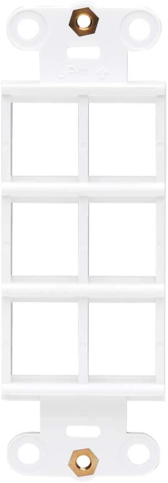Tripp Lite Decora Wall Plate Insert, Decorative Center Plate, Vertical 6 Port Keystone Jack, White (N042D-006V-WH) 6 Ports Center Plate