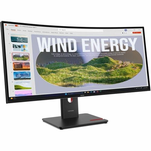 Lenovo ThinkVision T34WD-40 34 Class UW-QHD Curved Screen LED Monitor - 21:9 - Eclipse Black - 34 Viewable - Vertical Alignment (VA) - WLED Backlight - 3440 x 1440-16.7 Million Colors - 300 Nit