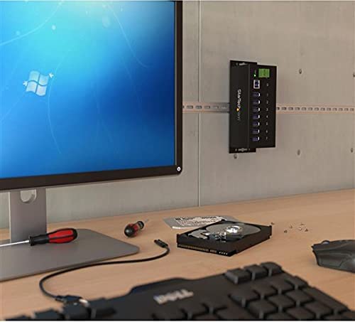 StarTech.com 7-Port USB 3.0 Hub - Metal Industrial USB-A Hub with ESD Protection &amp; 350W Surge Protection - Din Rail, Wall or Desk Mountable - TAA Compliant USB Expander Hub (ST7300USBME) 7 Port USB 3.0
