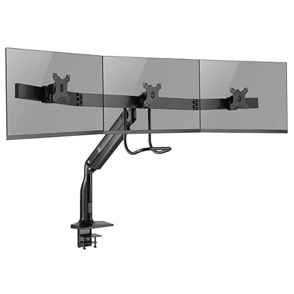 TRIPP LITE DMPDT1732AM Safe-IT Precision-Placement Triple 17-32 inch Monitor Desktop Mount, 90-Degree Rotation, Cable Management Space, VESA-Compliant, 5-Year Warranty, 65.2"x23.5"x34.9", Black