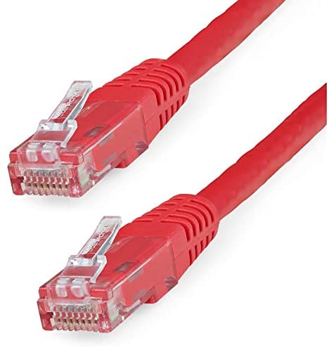 StarTech.com 1ft CAT6 Ethernet Cable - Red CAT 6 Gigabit Ethernet Wire -650MHz 100W PoE++ RJ45 UTP Molded Category 6 Network/Patch Cord w/Strain Relief/Fluke Tested UL/TIA Certified (C6PATCH1RD) Red 1 ft / 0.3 m 1 Pack