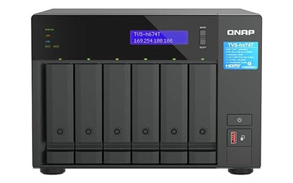 QNAP TVS-h674T-i5-32G-US 6 Bay High-Speed Desktop NAS with Intel 12th Gen Core i5 6-core CPU, 32GB DDR4 Memory, Thunderbolt 4 and 2.5GbE connectivity (Diskless)