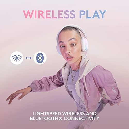 Logitech G735 Wireless Gaming Headset, Customizable LIGHTSYNC RGB Lighting, LIGHTSPEED, Bluetooth, 3.5 MM Aux Compatible with PC, Mobile Devices, Detachable Mic - White Mist G735 Headset