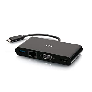 C2g/ cables to go USB-C® to HDMI®, VGA, USB-A, and RJ45 Multiport Adapter - 4K 30Hz - Black