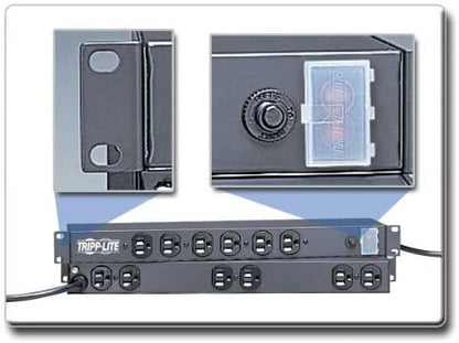 Tripp Lite 12 Outlet Rackmount Network-Grade PDU Power Strip, Front &amp; Rear Facing, 15A, 15ft Cord with 5-15P Plug (RS-1215) 15A Single