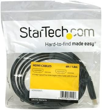StarTech.com 6 ft Flat High Speed HDMI Cable with Ethernet - Ultra HD 4k x 2k HDMI Cable - HDMI to HDMI M/M - Flat HDMI Cable (HDMIMM6FL) 6 ft / 2m Flat