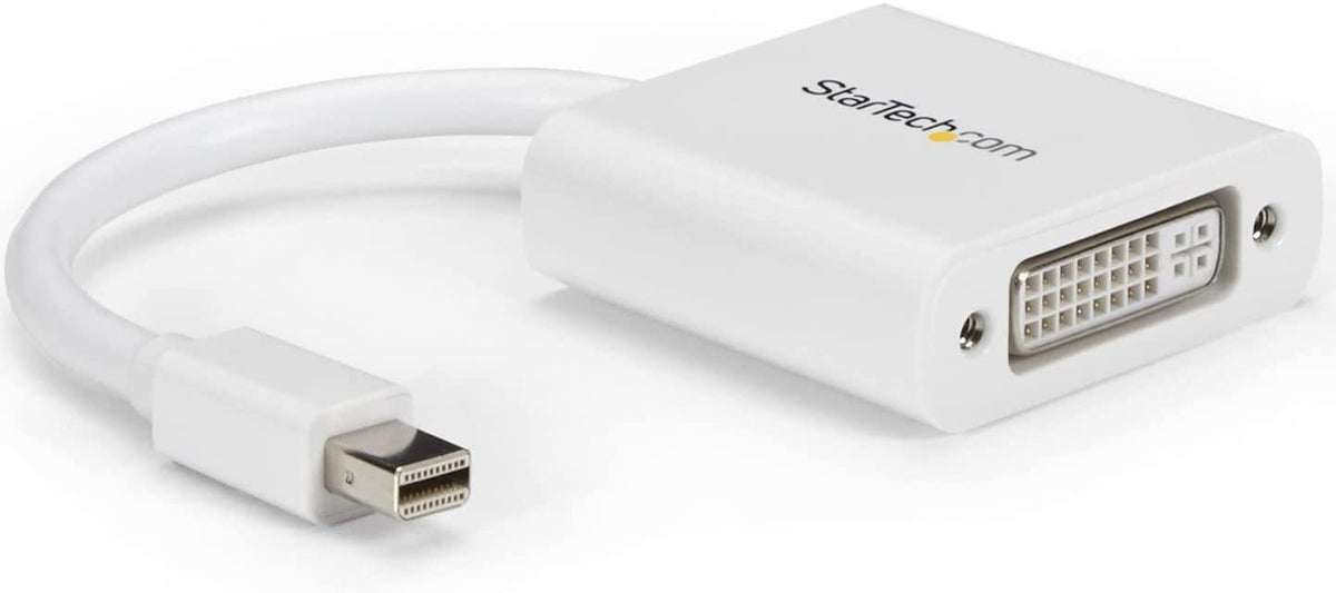StarTech.com Mini DisplayPort to DVI Adapter - Mini DP to DVI-D Converter - 1080p Video - mDP or Thunderbolt 1/2 Mac/PC to DVI Monitor - mDP 1.2 to DVI Single-Link Adapter Dongle - White (MDP2DVIW)