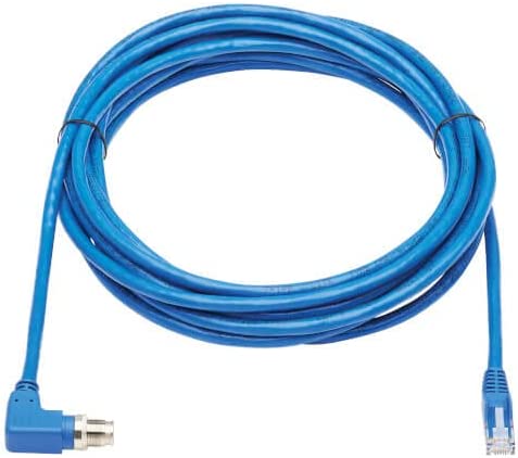 Tripp Lite M12 X-Code Right-Angle to RJ45 Cat6 Ethernet Cable (M/M), 1 Gbps, UTP, UL CMR-LP Certified for 60W PoE, Heavy-Duty IP68 Rating, 9.8 Feet / 3 Meters, (NM12-604-03M-BL) Right-Angle M12 to RJ45 9.8 ft / 3M