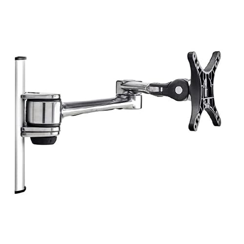 ATDEC Single Monitor Wall Mount, Space Saving Design, Supports 17.6 lbs, Full Motion arm, VESA, Cable Management, Silver Aluminum (Af-at-W)
