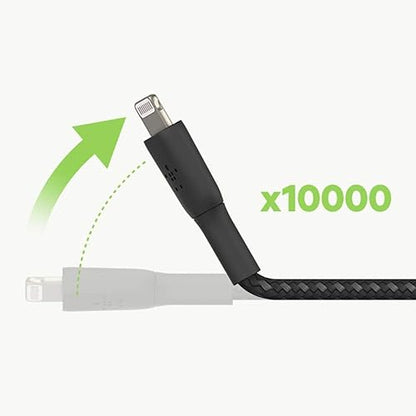 Belkin iPhone Charging Cable (Braided Lightning Cable Tested to Withstand 1000+ Bends) Lightning to USB Cable, MFi-Certified iPhone Charging Cord (3ft/1m, White) (CAA002bt1MWH) Braided 3.3 FT White
