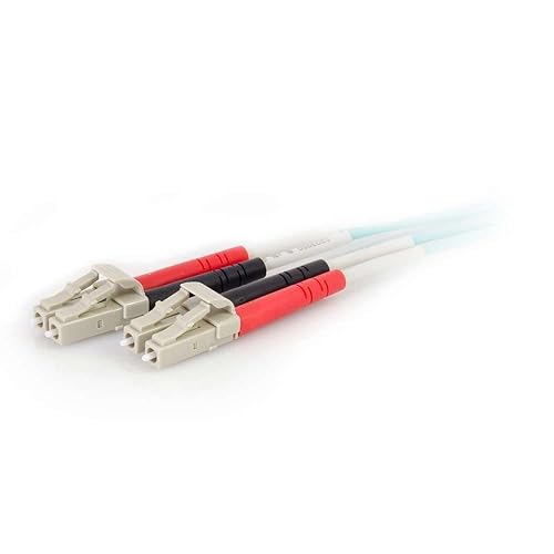 C2G 01141 OM4 Fiber Optic Cable - LC-LC 50/125 Duplex Multimode PVC Fiber Cable, Aqua (98.4 Feet, 30 Meters)