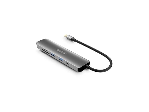 6-in-1 USB-C Hub with 2 USB-A / 1 HDMI 4K / 2 Card Readers and 1 USB-C 100W PD Pass Thru