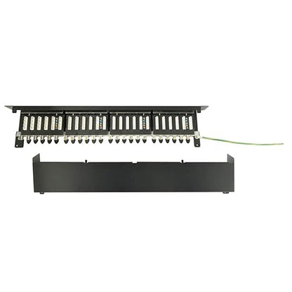 Tripp Lite 24-Port Cat6a Shielded Patch Panel, RJ45, 10 Gbps, STP, 110 Punch Down, 1U Rackmount Standard 19-inch, TAA Compliant, (N252-024-6A-SH)