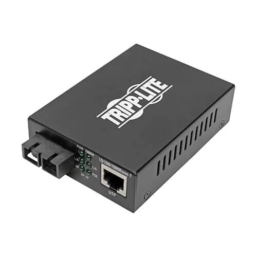 Tripp Lite Network Copper RJ45 Ethernet to Fiber SC Duplex Multimode Cable Extender Converter, 850nm Wavelength, Power Over Ethernet, Gigabit, Extend 1800 Ft / 550 M, 2-Year Warranty (N785-P01-SC-MM1) Power Over Ethernet+ SC / Multimode 850nm