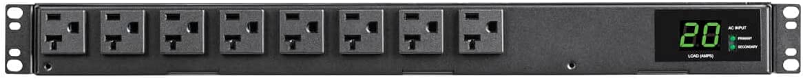 Tripp Lite Metered PDU, Auto-Transfer Switch (ATS), 20A, 120V, 1.92kW, Single-Phase - 16 Outlets (5-15/20R), Dual 12ft L5-20P Input Cords - 1U Rackmount, TAA Compliant, 2 Year Warranty (PDUMH20ATS) Without Network Card 20A, 120V