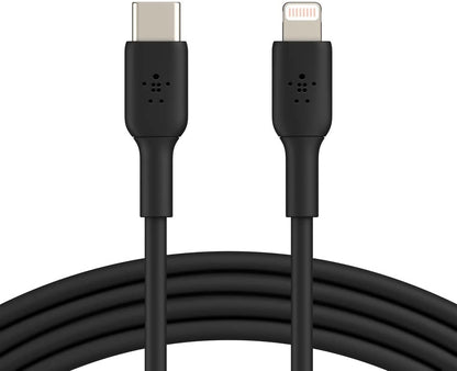 Belkin USB-C to Lightning Cable (iPhone Fast Charging Cable for iPhone 8 or later) Boost Charge MFi-Certified iPhone USB-C Cable, 3ft/1m, Black, Model: CAA003bt1MBK Black 3.3 ft PVC USB C Cable