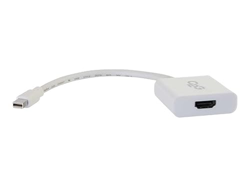 C2G 54308 4K Mini DisplayPort to 4K UHD HDMI Active Adapter Converter, White (8 Inches) Mini DisplayPort To HDMI Adapters 4K White