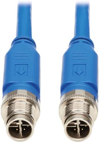 Tripp Lite M12 X-Code Cat6 Ethernet Cable Blue (M/M), 1 Gbps, UTP, UL CMR-LP Certified for 60W PoE, Heavy-Duty IP68 Rating, 32.8 Feet / 10 Meters, (NM12-601-10M-BL) M12 Cable 32.8 ft / 10M