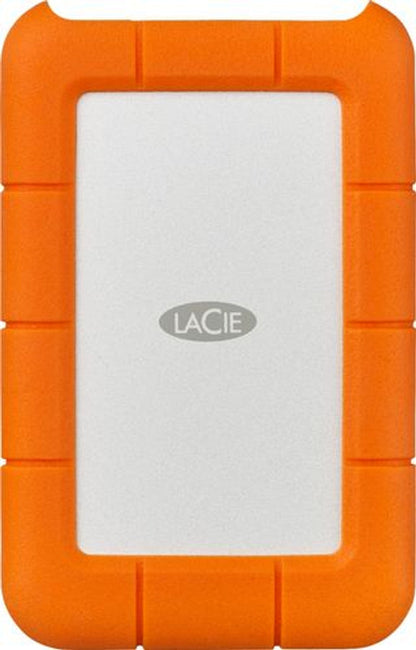 LaCie Rugged Portable External Hard Drive, 2 TB, USB-C, Orange/Silver