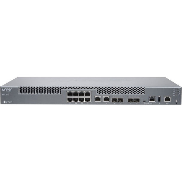 Juniper NFX250 Network Services Platform - 10 RJ-45 - 10 Gbit/s - 10 Gigabit Ethernet - 4 x Expansion Slots - SFP, SFP+ - 2 x SFP Slots - 2 x SFP+ Slots - Manageable - 16 GB Standard Memory - 1U High - Rack-mountable