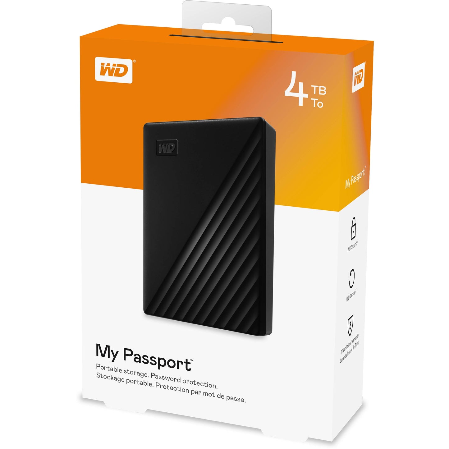 Western Digital WDBPKJ0040BBK-WESN 4TB My Passport Portable External Hard Drive, Black