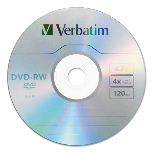 Verbatim DVD-RW 4.7GB 4X With Branded Surface - 30pk Spindle, BLUE/GRAY - 95179