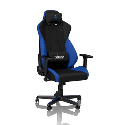NITRO Concepts S300 Gaming Chair - Office Chair - Ergonomic - Cloth Cover - Up to 135kg Users - 90° to 135° Reclinable - Adjustable Height & Armrests - Galctic Blue