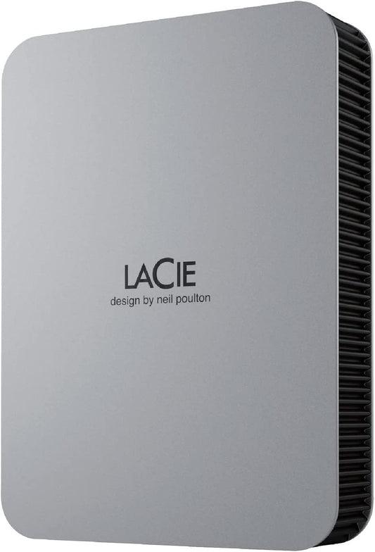 Seagate LaCie Mobile Drive 4TB External Hard Drive Portable HDD - Moon Silver, USB-C 3.2, for PC and Mac, Post-Consumer Recycled, with Adobe All Apps Plan and Rescue Services (STLP4000400)