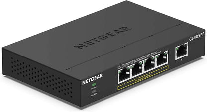 NETGEAR 5-Port Gigabit Ethernet Unmanaged PoE Switch (GS305PP) - with 4 x PoE+ @ 83W, Desktop or Wall Mount