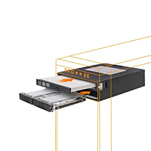 ICY DOCK Full Metal 2 Bay 2.5" SAS/SATA HDD &amp; SSD Backplane Cage with Slim ODD Tray for External 5.25" Bay | ToughArmor MB994IPO-3SB