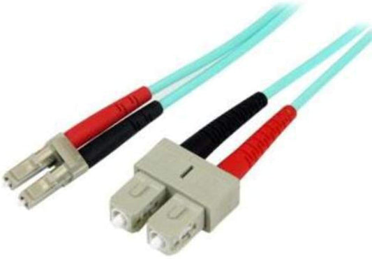 StarTech.com 5m Fiber Optic Cable - 10 Gb Aqua - Multimode Duplex 50/125 - LSZH - LC/SC - OM3 - LC to SC Fiber Patch Cable