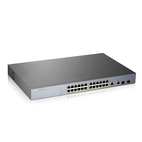 Zyxel 24-Port Gigabit Smart Managed PoE+ Switch with 375 Watt Budget and 2 Gigabit Combo Ports with Nebula Cloud Managment, Long Range PoE Switch [GS1350-26HP] Information Not Available