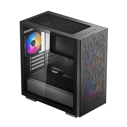 DeepCool MATREXX 40 3FS Micro ATX/Mini ITX Tower Case with Full-Size Tempered Glass Side Panel, High Airflow Cooling, Three Included Fans, and Removable Drive Cage