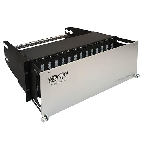 Tripp Lite Enclosure for 28 High-Density Fiber Cassettes, 4U Rack Mount Patch Panel, 10 Gb, 40 Gb and 100/120 Gb Equipment, Up to 336 Duplex LC Ports, Lifetime Manufacturer's Warranty (N482-04U)