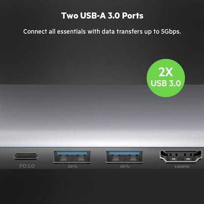 Belkin USB C Hub, 7-in-1 MultiPort Docking Station - USB C Docking Station for MacBook &amp; Windows - 85W USB-C Power Delivery 3.0, 4K HDMI 1.4, 2x USB-A 3.0, SD 3.0, Micro SD 3.0, &amp; 3.5mm Audio Jack 7-in-1 USB-C Hub Adapter Dock