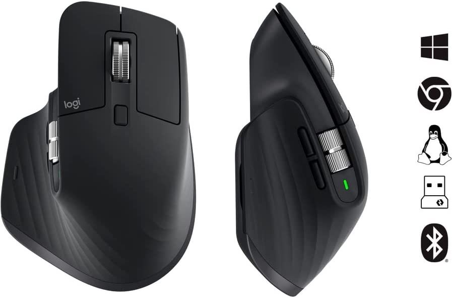 Logitech MX Master 3S - Wireless Performance Mouse with Ultra-Fast Scrolling, Ergo, 8K DPI, Track on Glass, Quiet Clicks, USB-C, Bluetooth, Windows, Linux, Chrome (Black)