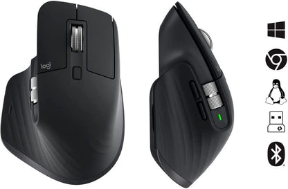 Logitech MX Master 3S - Wireless Performance Mouse with Ultra-Fast Scrolling, Ergo, 8K DPI, Track on Glass, Quiet Clicks, USB-C, Bluetooth, Windows, Linux, Chrome (Black)